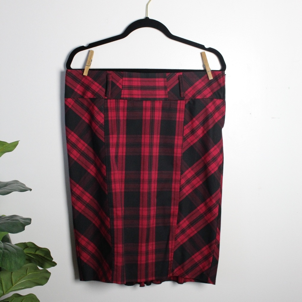 Charlotte Russe Plaid Ruffled Pencil Skirt